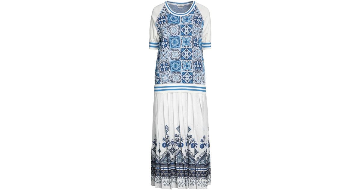 Ballantyne Synthetic Midi Dress in White (Blue) | Lyst