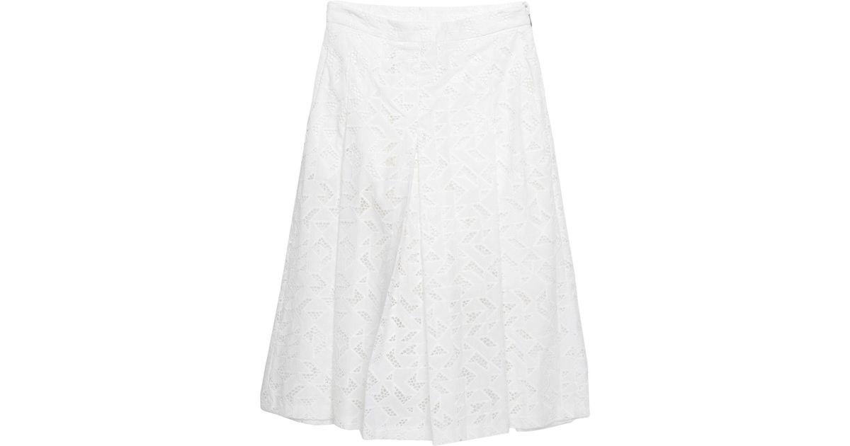 Neil Barrett Lace Knee Length Skirt in White - Lyst