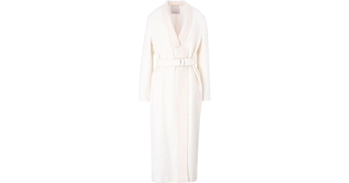 Pinko Synthetic Overcoat in Ivory (White) - Lyst