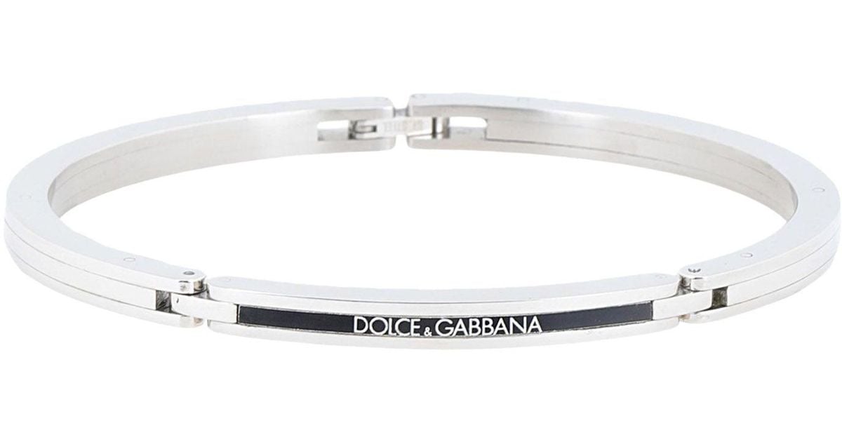 Mens Jewellery Dolce & Gabbana Fabric Good Luck Bracelet With Enameled Yellow Gold Pendant Charm in Metallic for Men 