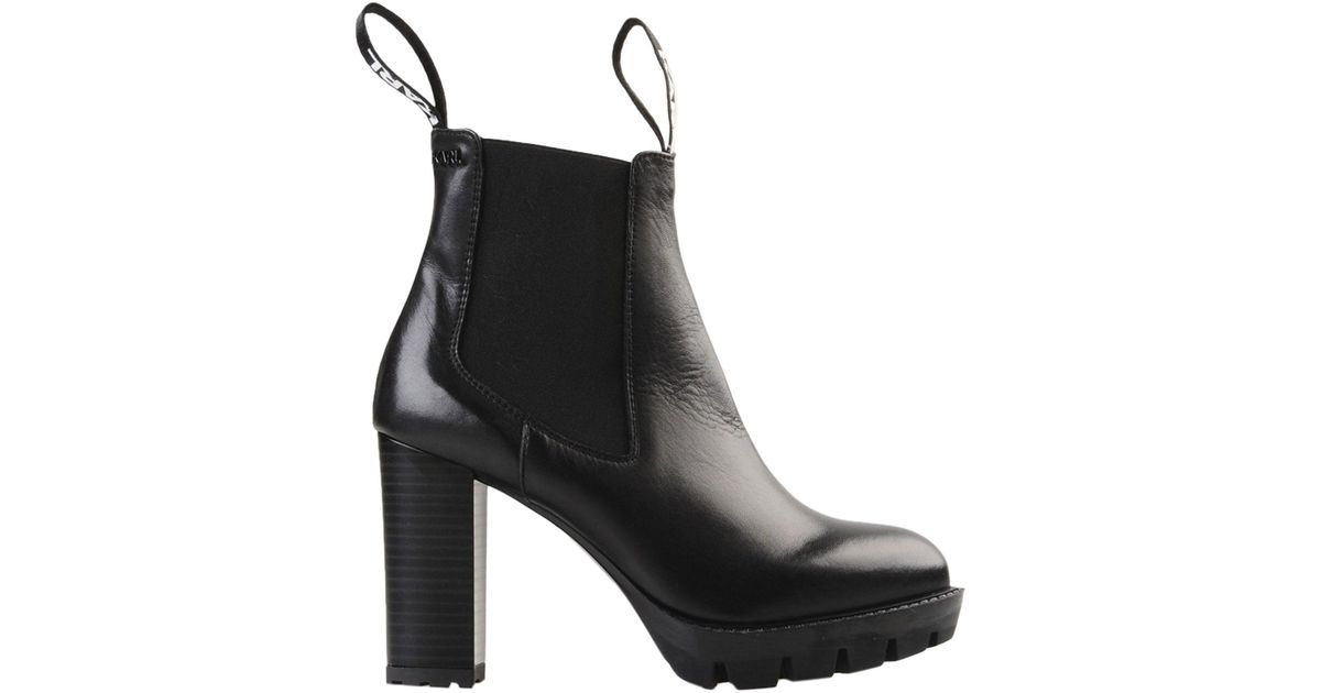 Karl Lagerfeld Leather Ankle Boots in Black - Lyst