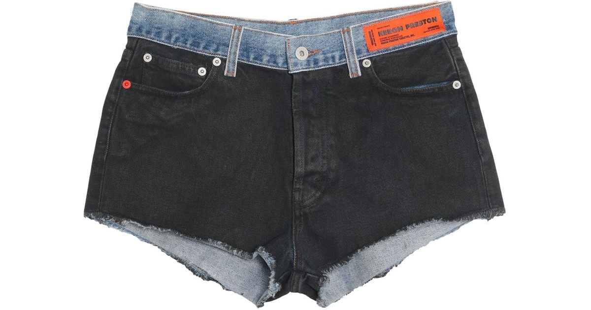 Heron Preston Denim Shorts in Black | Lyst