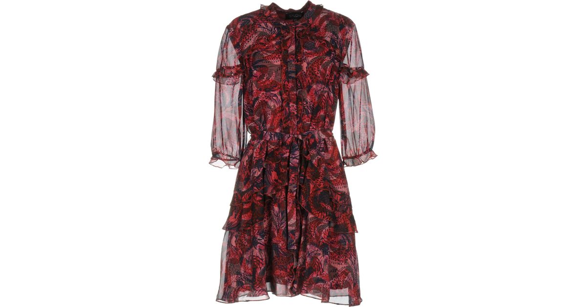 Saloni Silk Short Dress in Garnet (Red) - Lyst