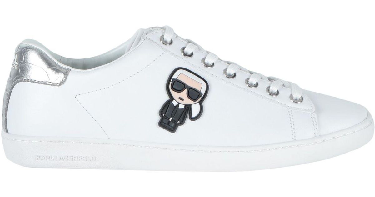 karl lagerfeld exclusive leather flatform trainers in white croc