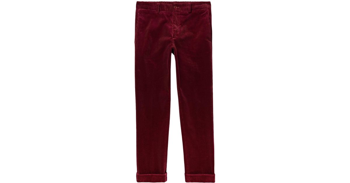 Aspesi Velvet Casual Trouser in Maroon (Red) for Men - Lyst