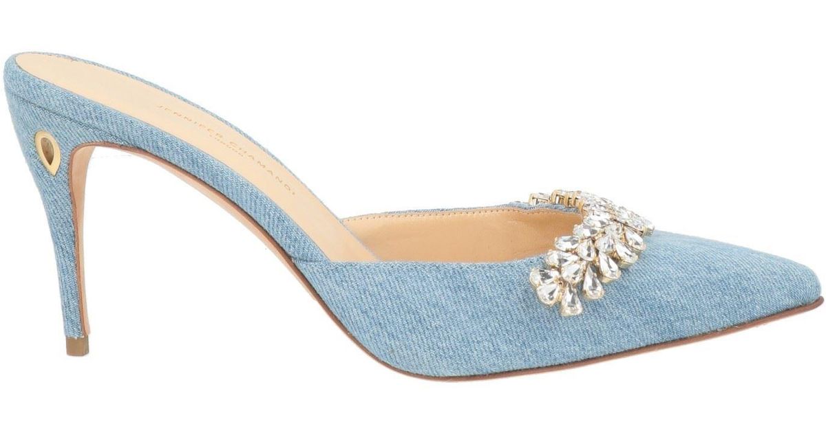 Slate Mule Jennifer Chamandi Slate Mules & Clogs Textile Fibers in Blue | Lyst UK