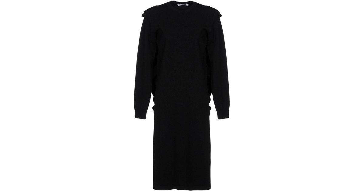 Jil Sander Silk Knee-length Dress in Black - Lyst