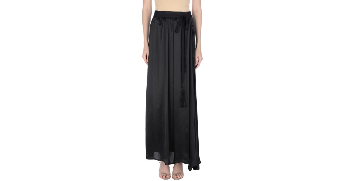 Ann Demeulemeester Satin Long Skirt in Black - Lyst