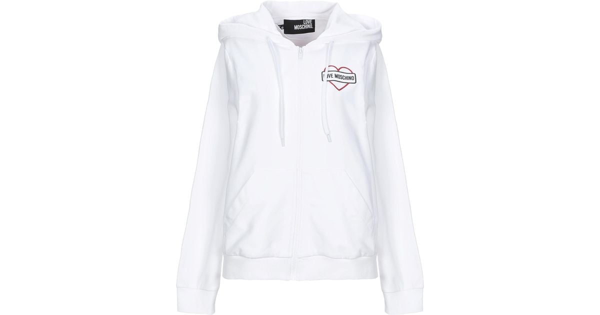 Love Moschino Cotton Sweatshirt in White - Lyst