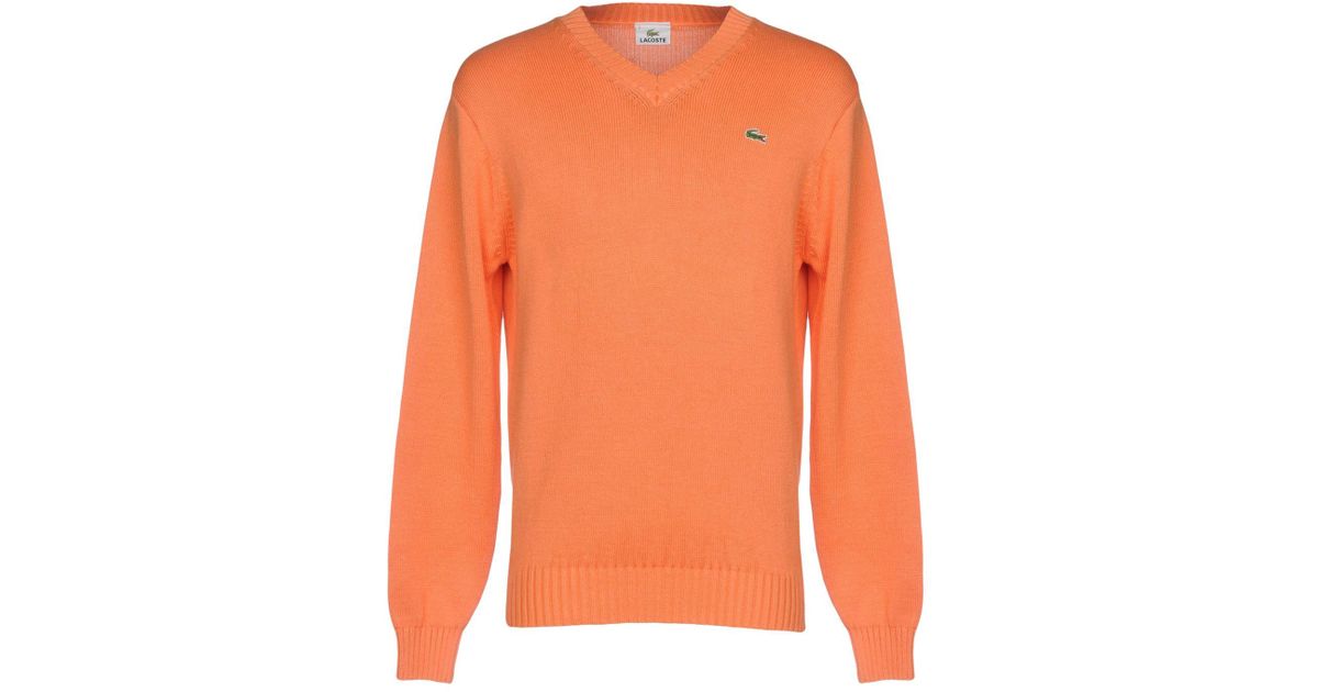 Lacoste Cotton Sweater in Orange for 