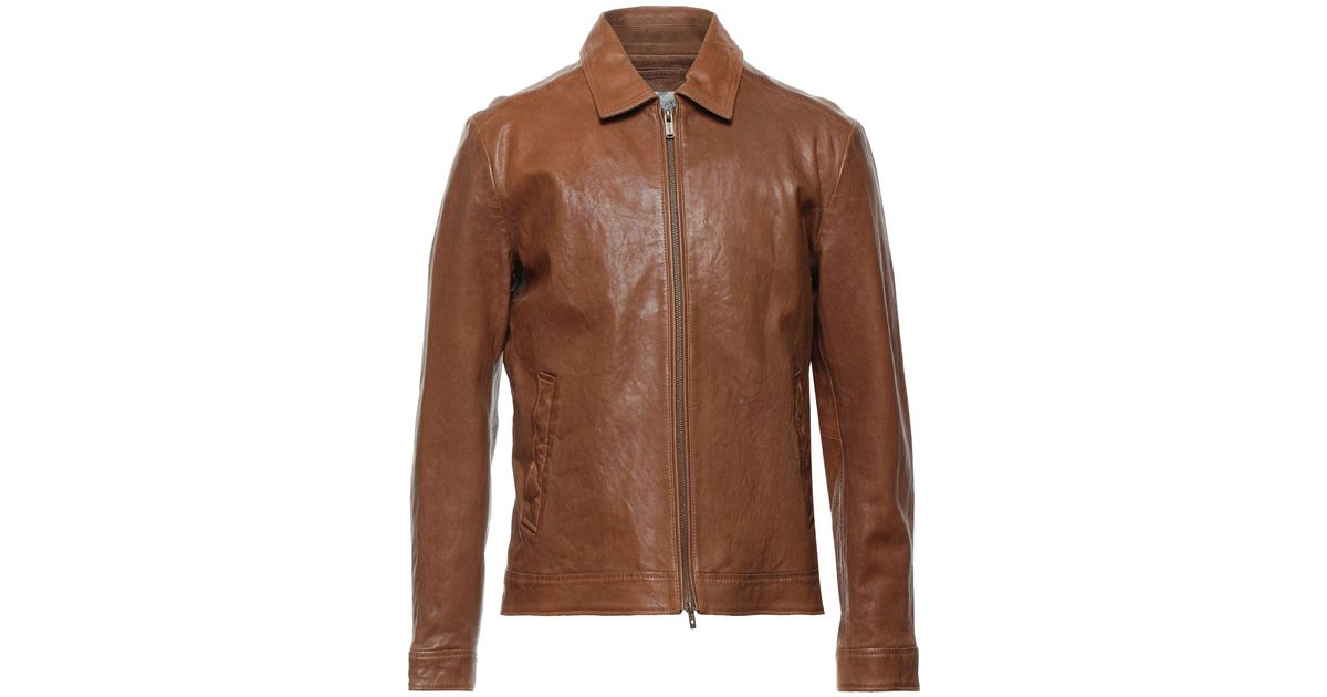 Bomboogie Leather Jacket in Tan (Natural) for Men | Lyst