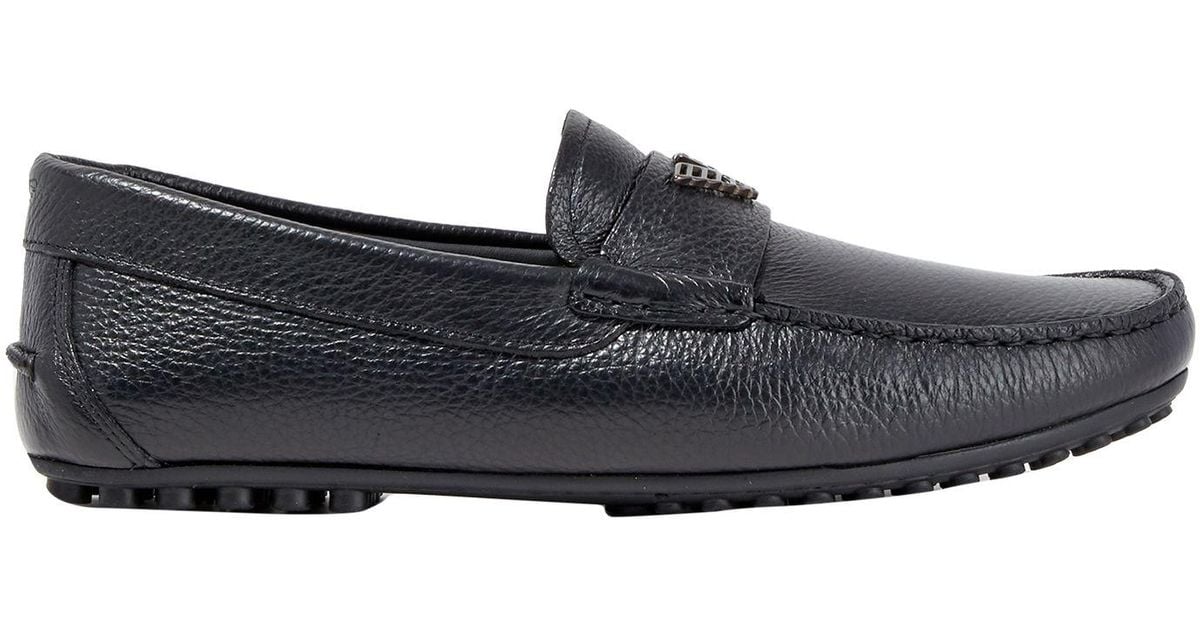 Emporio Armani Leather Loafer in Black for Men - Lyst