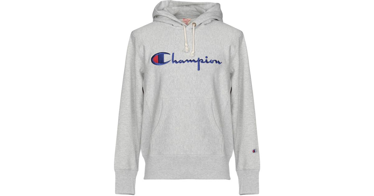 Champion Cotton Script Logo Powerblend Hoodie in Grey (Gray) for Men ...