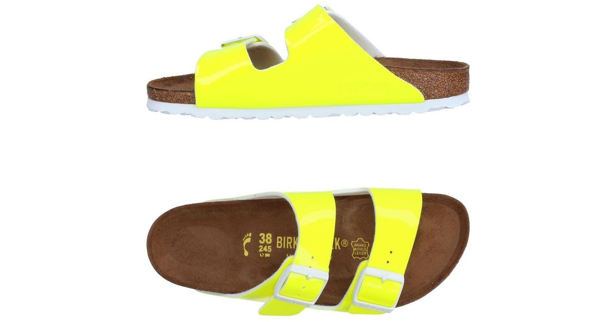Birkenstock Leather Arizona Two-Strap Sandals in Yellow (Metallic) - Lyst