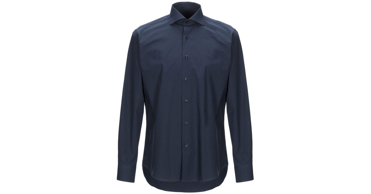 Tru Trussardi Cotton Shirt in Dark Blue (Blue) for Men - Lyst
