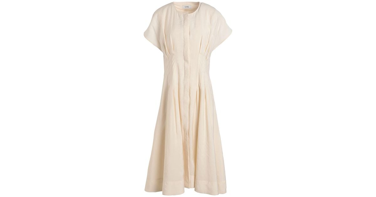 cos cream dress MINI LINEN-BLEND WRAP DRESS - CREAM