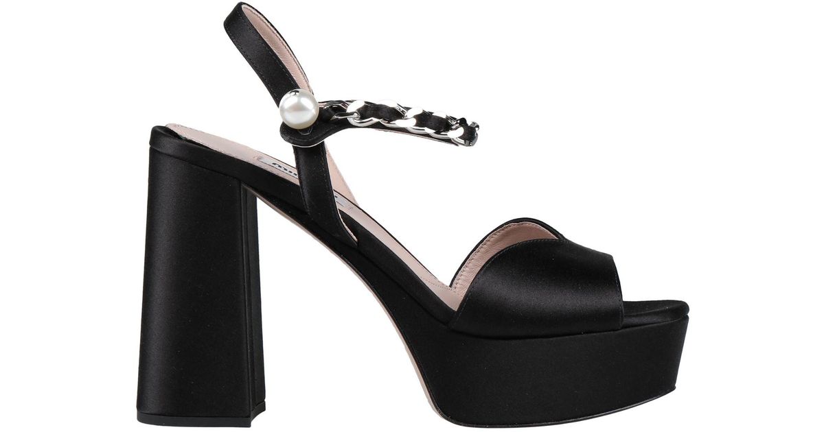 Miu Miu High Heel Sandals in Black | Lyst