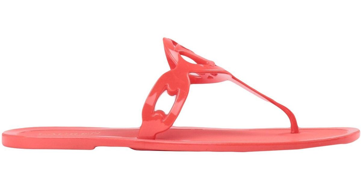 orange toe post sandals