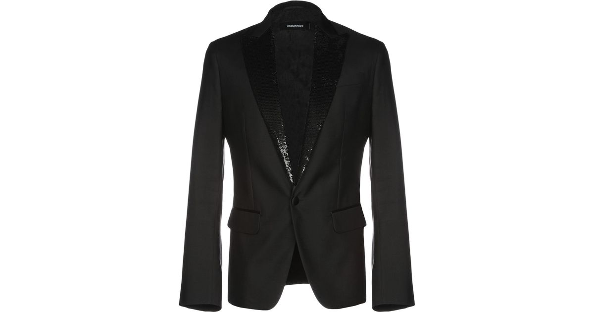 DSquared² Fleece Blazer in Black for Men - Lyst