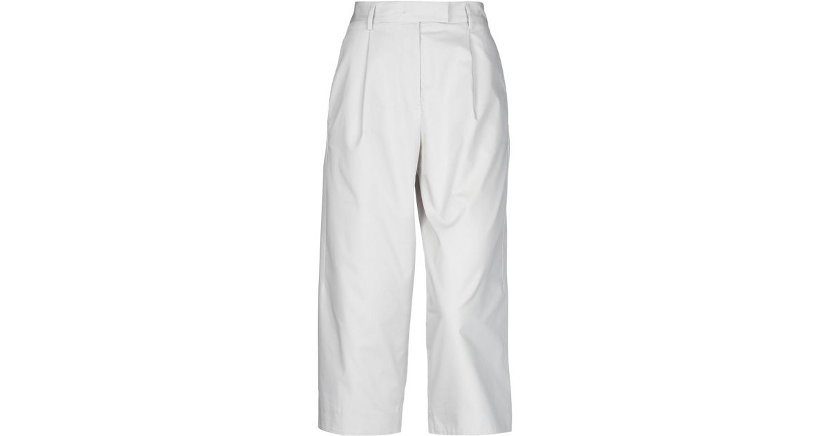Jil Sander Cotton 3/4-length Trousers in Light Grey (Gray) - Lyst