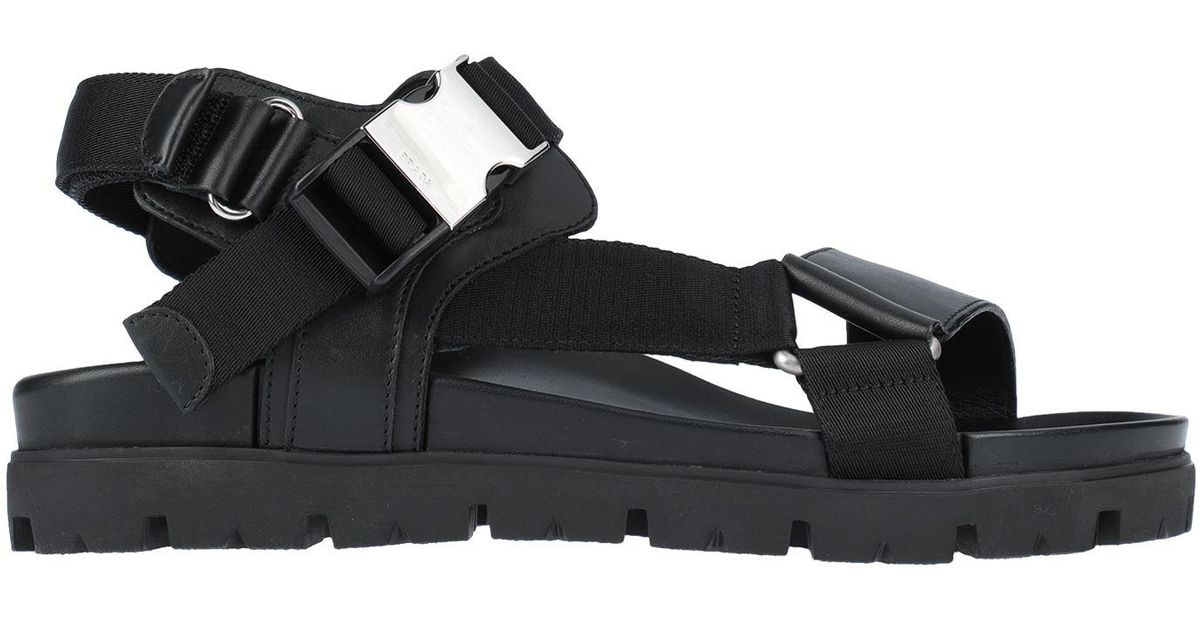 Prada Leather Sandals in Black for Men - Lyst