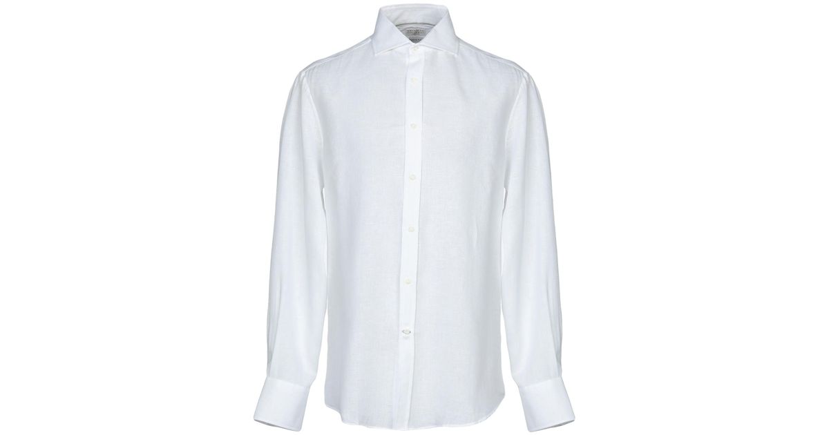 Brunello Cucinelli Denim Shirt in White for Men - Lyst