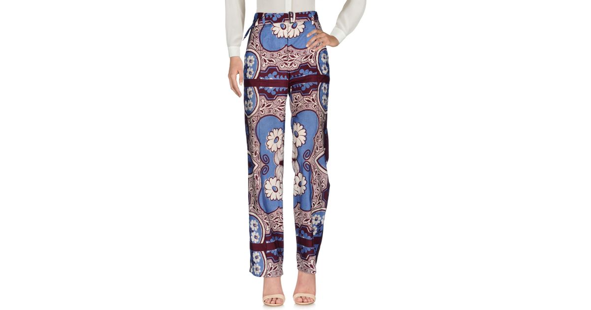 Valentino Silk Casual Pants in Maroon (Blue) - Lyst