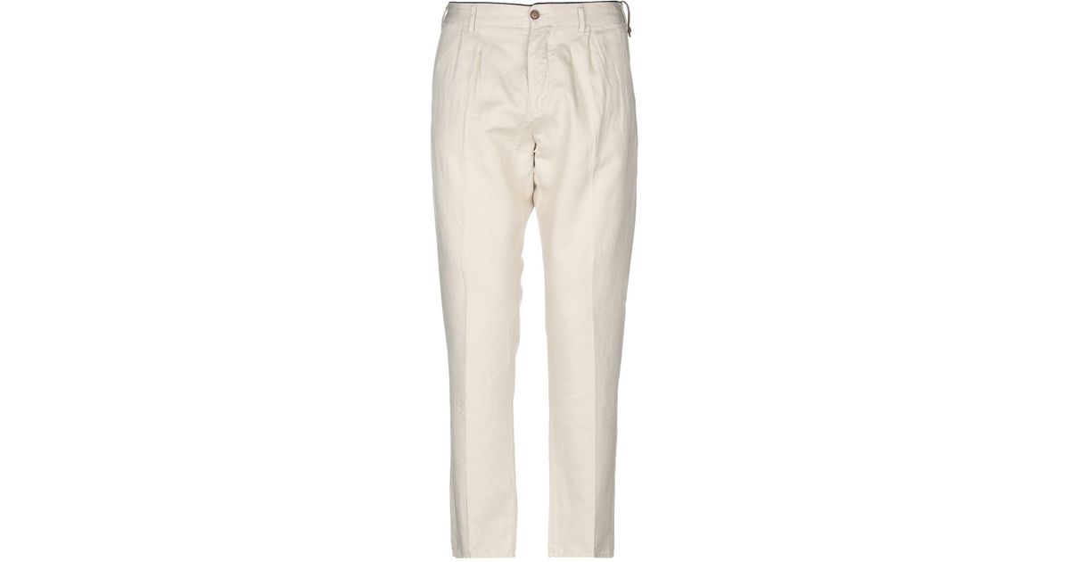 AT.P.CO Linen Casual Pants in Ivory (White) for Men Lyst