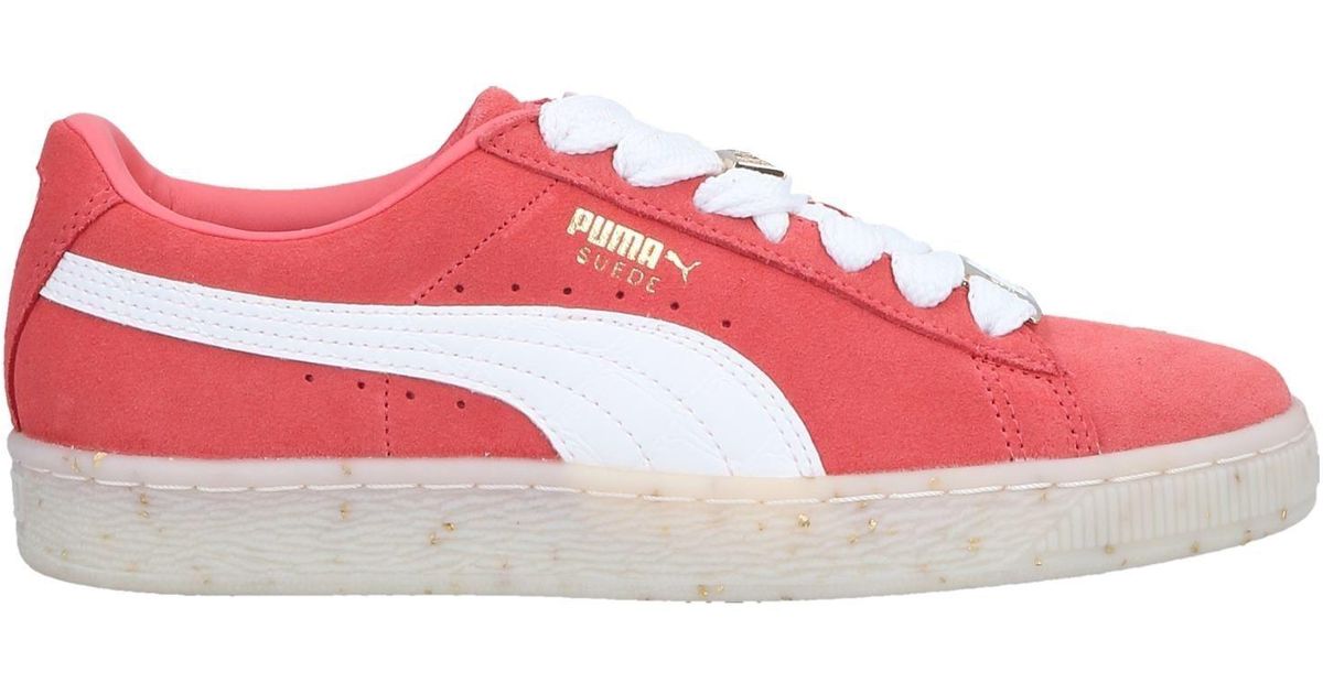 PUMA Leather Low-tops & Sneakers in Coral (Pink) - Lyst