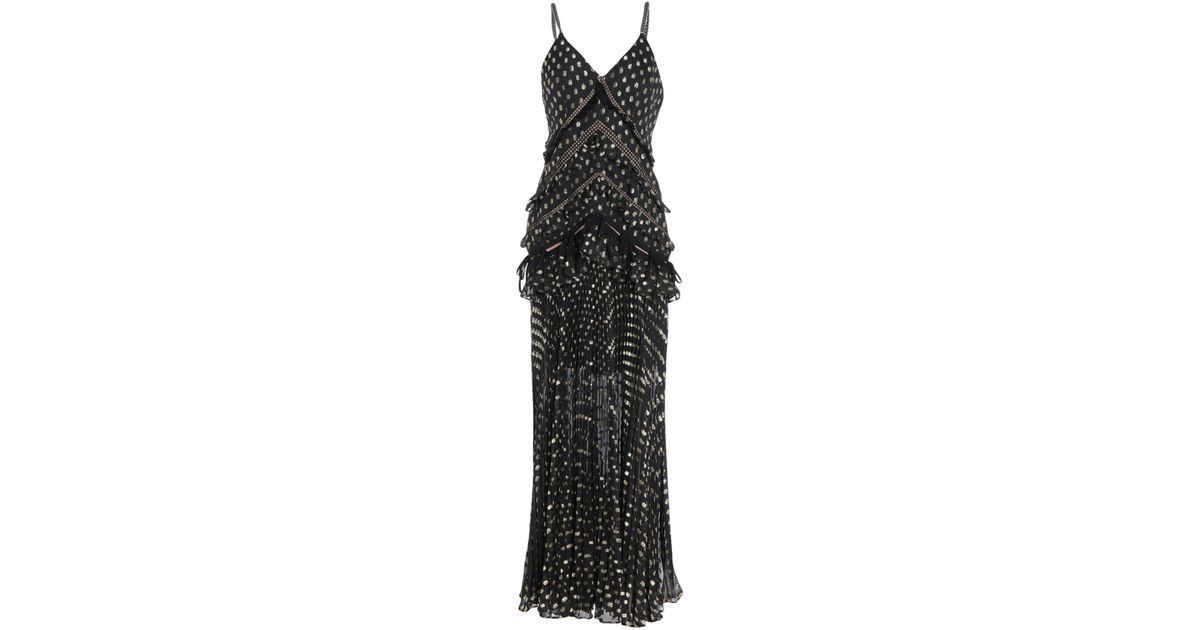 self portrait metallic polka dot maxi dress