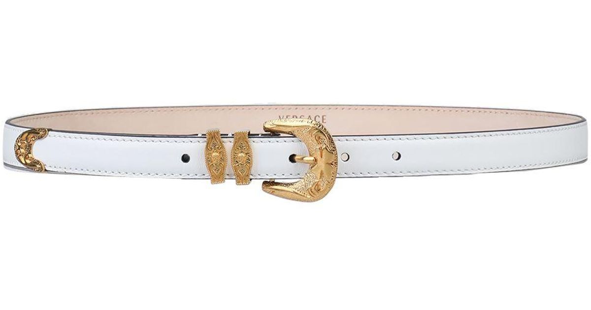 Versace Leather Belt in White for Men - Lyst