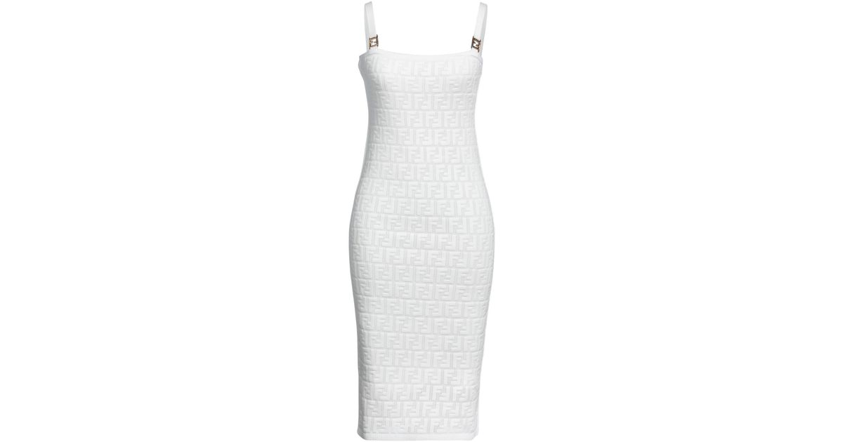 Fendi Midi Dress in White | Lyst