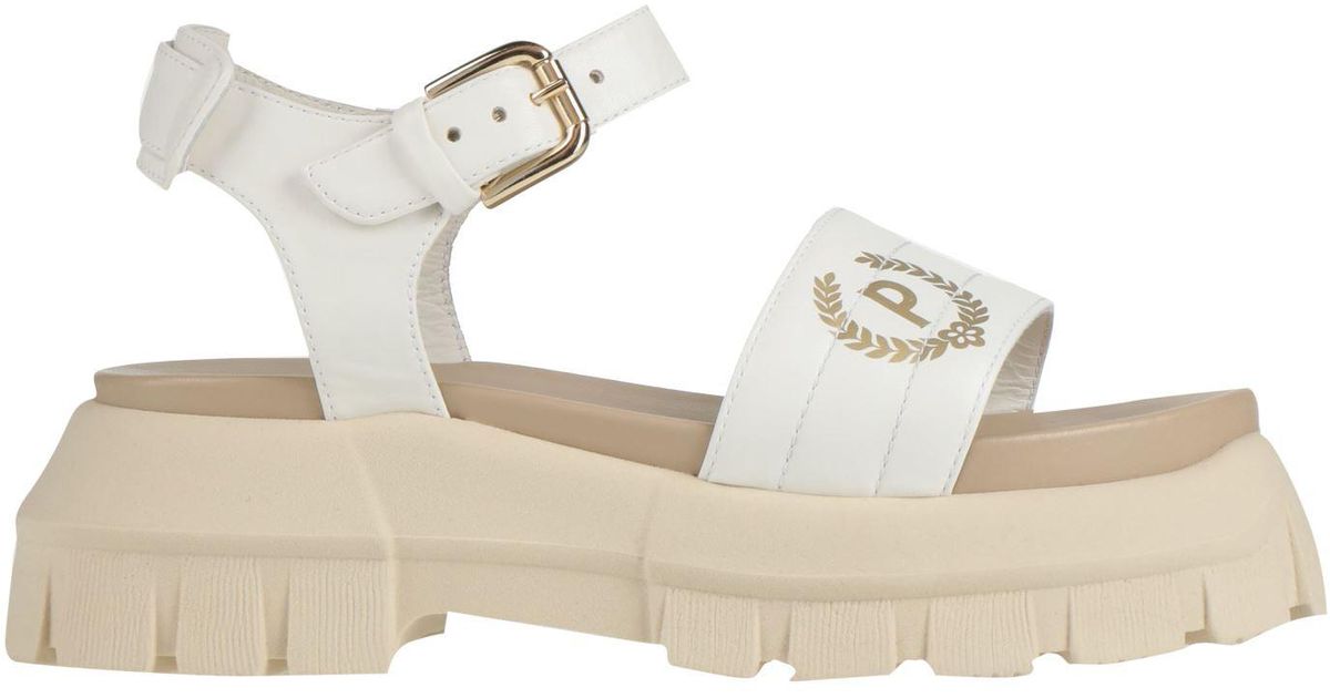 Slapi Pollini Pollini Sandals Leather in Natural | Lyst