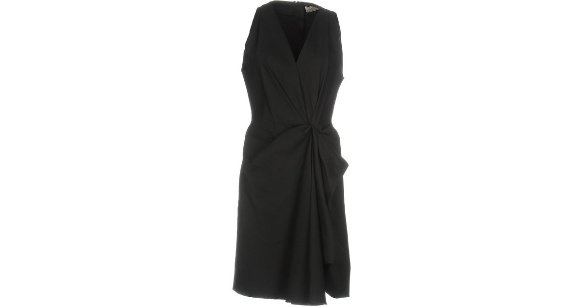 Lanvin Linen Short Dress in Black - Lyst