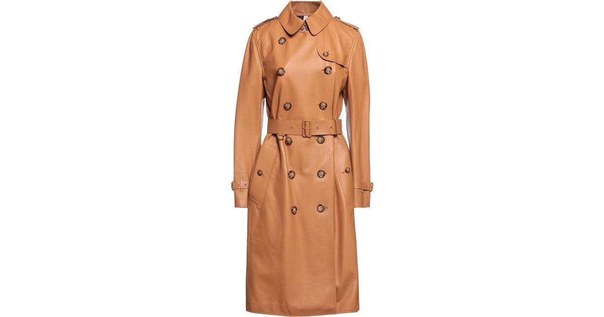 Burberry Leather Overcoat in Tan (Natural) Lyst UK