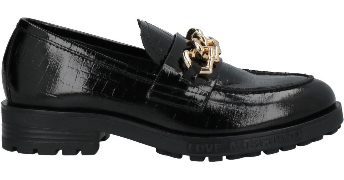 Love Moschino Leather Loafers in Black Lyst
