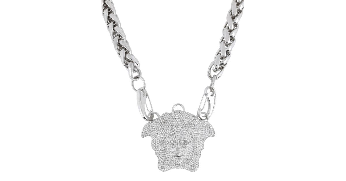 versace silver necklace