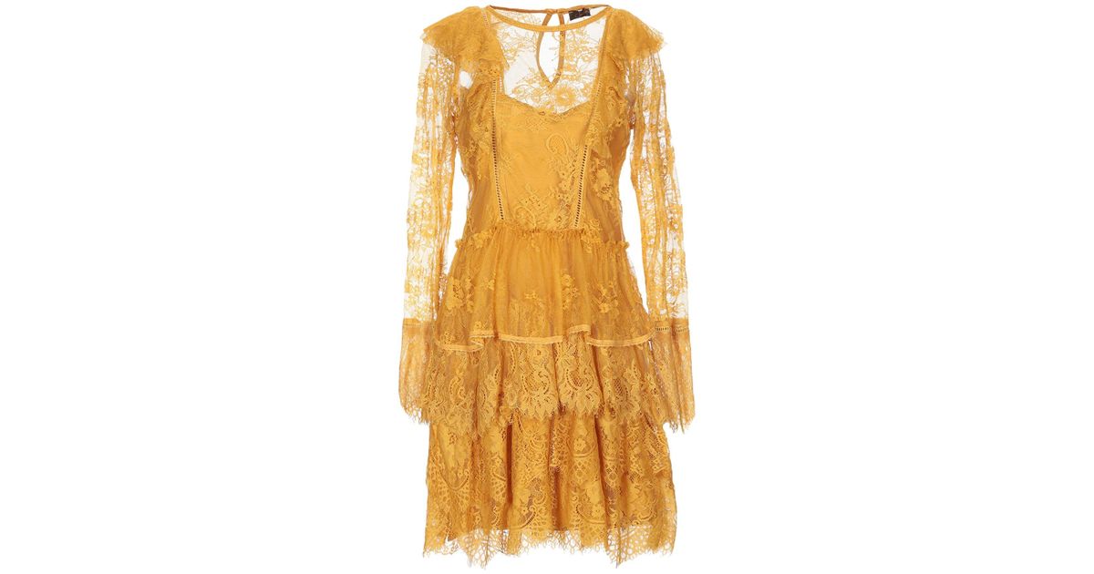 Soallure Lace Short Dress in Yellow - Lyst