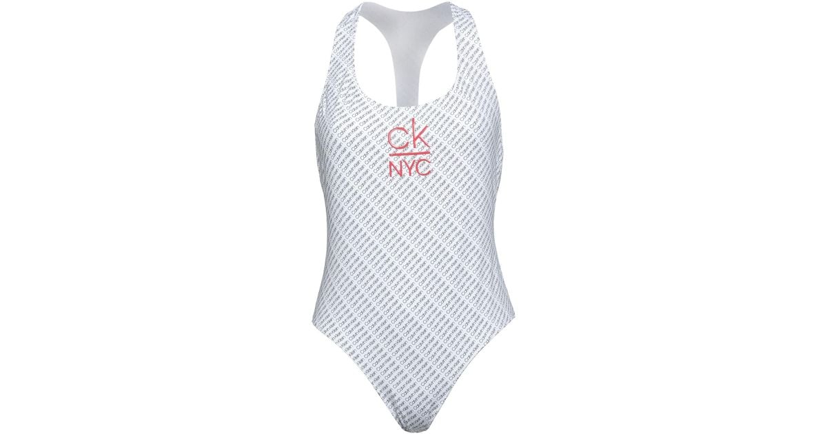 Calvin Klein Onepiece Swimsuit in White Lyst