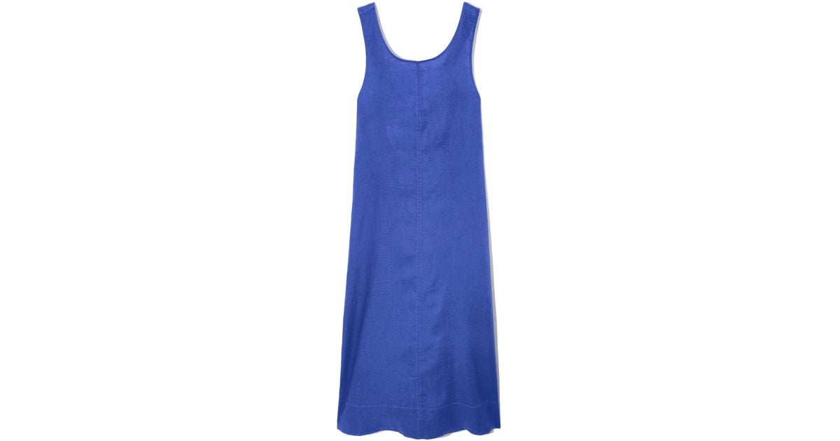 COS Gathered Linen Midi Dress in Blue | Lyst Australia COS Gathered Linen Midi Dress in Blue | Lyst Australia