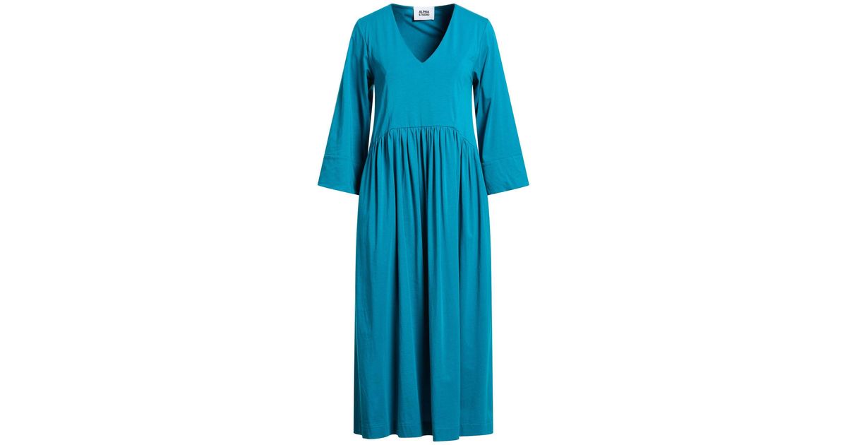 Alpha Studio Midi Dress in Blue | Lyst