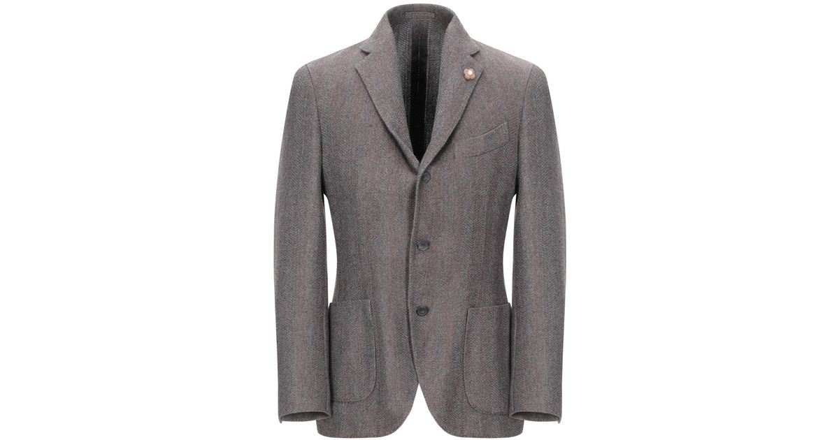 Lardini Synthetic Blazer in Grey (Gray) for Men - Lyst