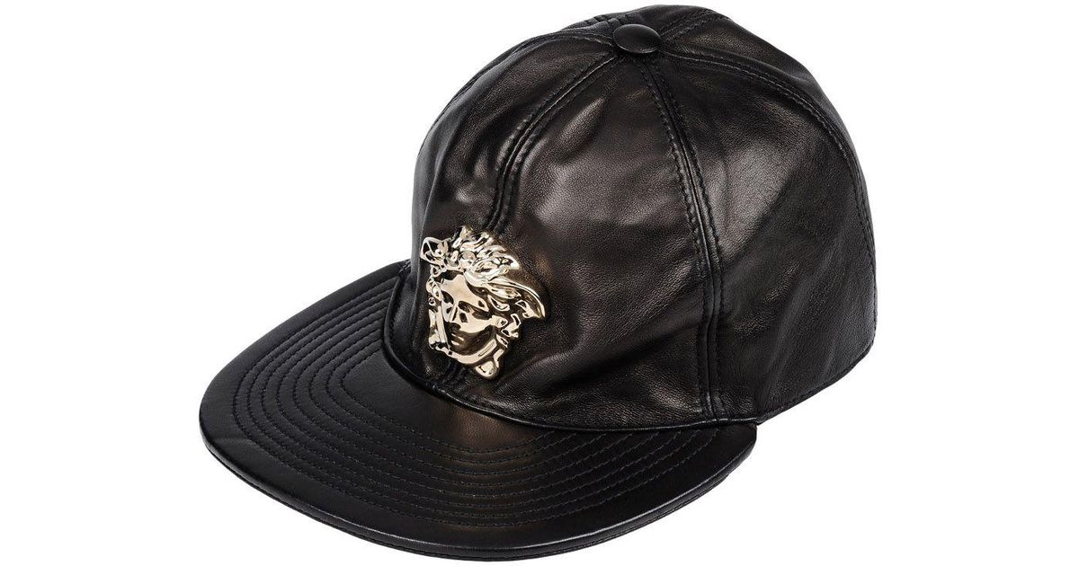Versace Leather Hat in Black Lyst