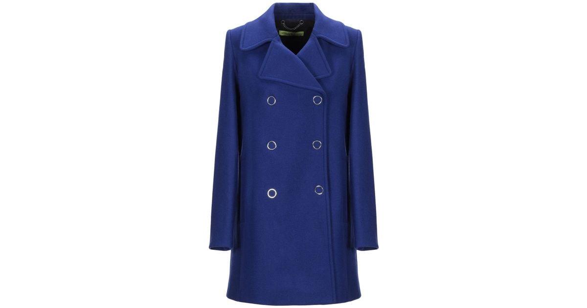 Versace Jeans Wool Coat in Bright Blue (Blue) Lyst