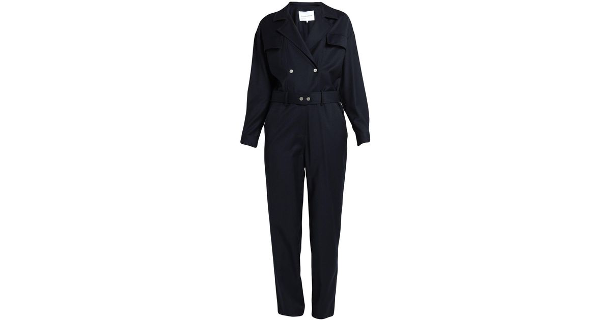 Margaux Lonnberg Wool Jumpsuit in Dark Blue Blue Womens Clothing Jumpsuits and rompers Full-length jumpsuits and rompers 