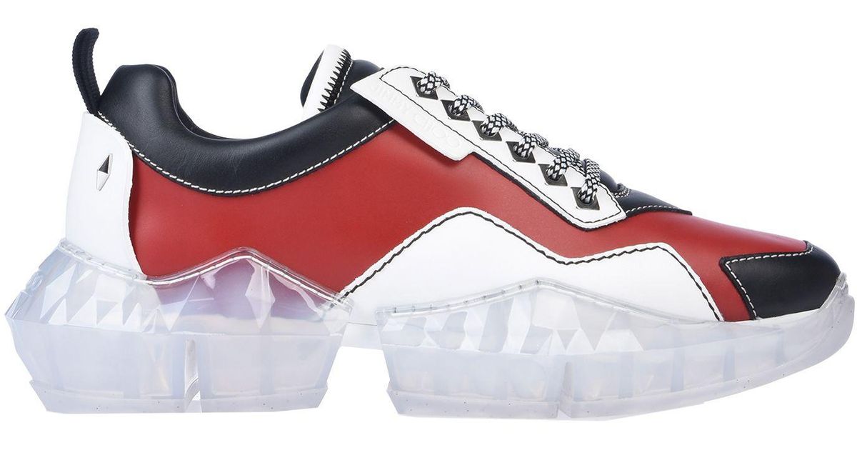 Jimmy Choo Diamond Low-top Sneakers in Red for Men | Lyst