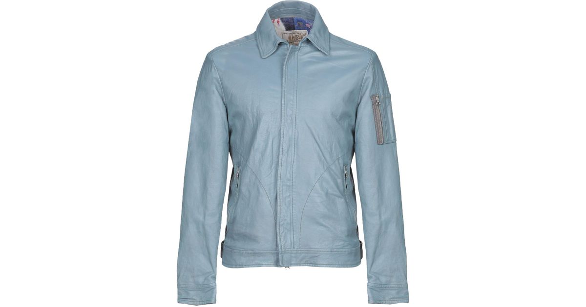Vintage De Luxe Leather Jacket in Pastel Blue (Blue) for Men Lyst