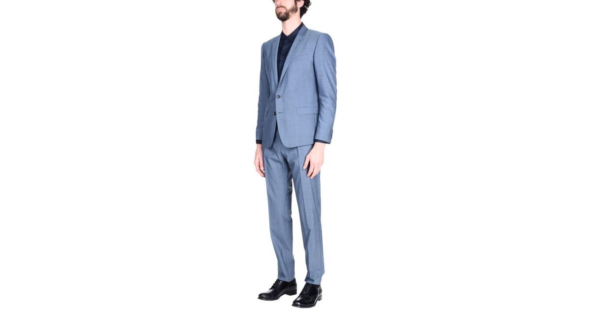 Dolce Gabbana Wool Suit In Slate Blue Blue For Men Lyst