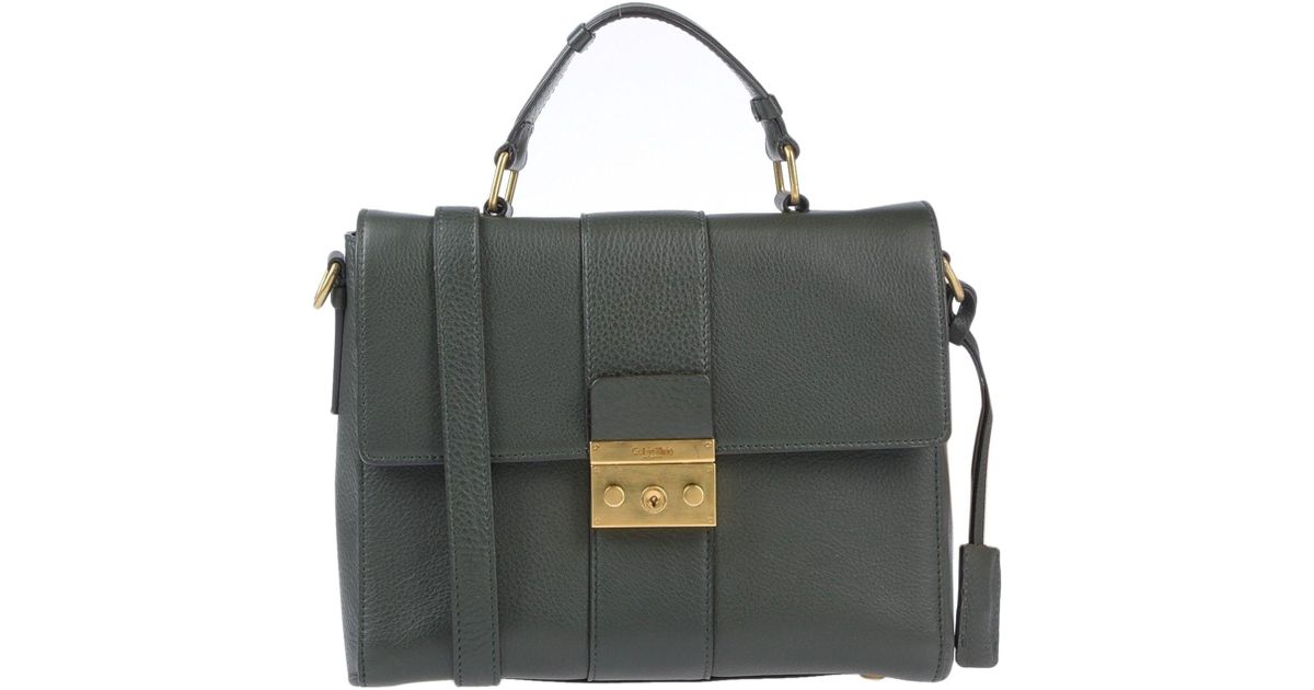 CALVIN KLEIN 205W39NYC Leather Handbag in Military Green (Green) - Lyst