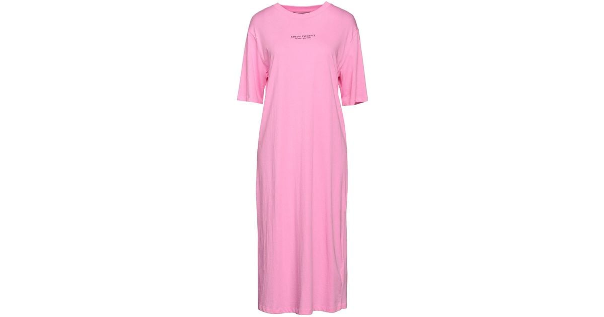 Armani Exchange Cotton Midi Dress in Pink | Lyst